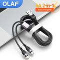 Olaf 2 in 1 USB Cable Type C Lightning Cable 6A Fast Charging Phone Charge Wire Cord for iphone Samsung Xiaomi Huawei USBC Cable.