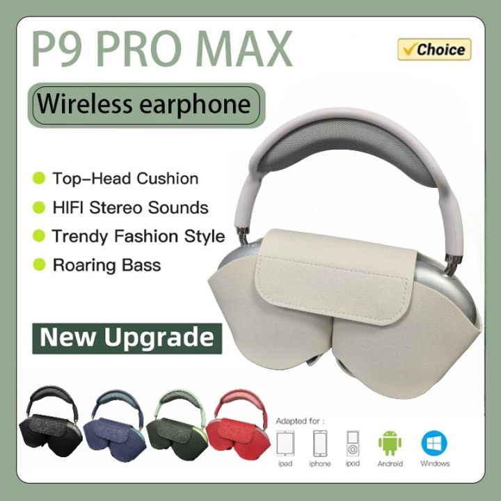 P9 Pro Max With Case Wireless Bluetooth Headphones Noise Cancelling Headsets Stereo Sound Earphones Sports Gaming Supports TF