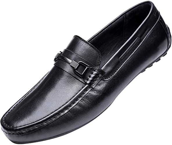 Men's black Loafer Slip On Shoes for Formal Dress Casual Leather Shoes