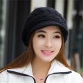 Autumn Winter Beanies Caps Women Warm Wool Elegant Flowers Knitted Hat Female Rabbit Hair Windproof Velvet Cap.