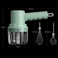 3In1 Electric Blender Wireless Food Cream Mixer USB Electric Egg Beater Handheld Garlic Chopper Meat Grinder Green. 