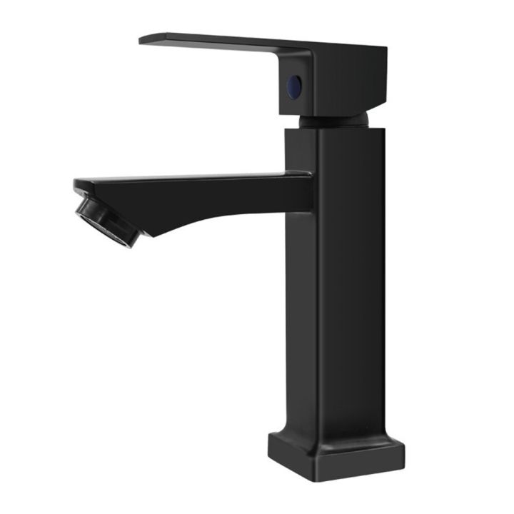 Black Basin Tap Single Handle Cold Water Faucet Deck Mounted Square Basin Faucet