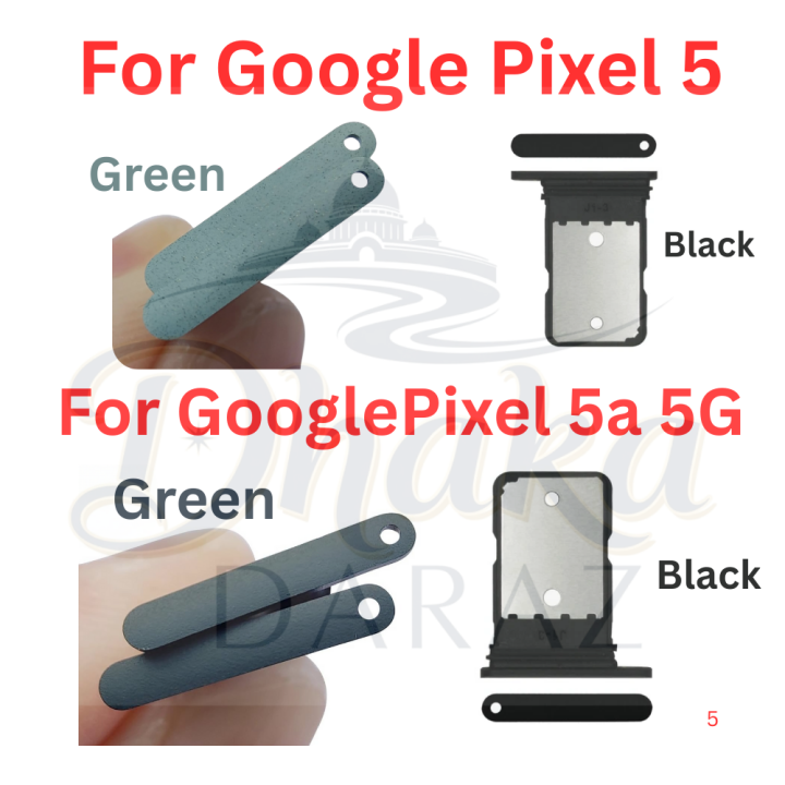 For Google Pixel 5 5G, Pixel 5A 5G Nano Sim Card Tray Holder Sim Adaptor With Free Sim Ejector Pin Replacement Part