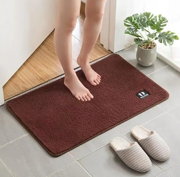 High fluff thick microfiber soft fluffy mat carpet home door mat bathroom PTR anti-skid rubber bottom absorbent mat 1 Pcs (Random Color )