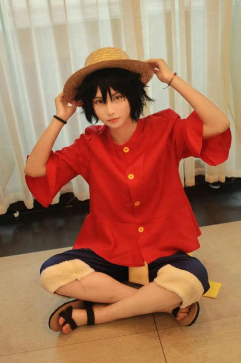 Anime%20One%20Piece%20Cosplay%20Costume%20Straw%20Hat%20Boy%20Country%20Monkey%20D.%20Luffy%20Clothes%20Christmas%20Party%20Carnival%20Adult%20Kids%20Shorts%20Kimono%20-%20Image%206