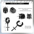 10 Pairs Magnetic Stud Earrings Stainless Steel Non Piercing Cross Dangle Hoop Earrings Unisex Clip on CZ Magnet Earring Set. 