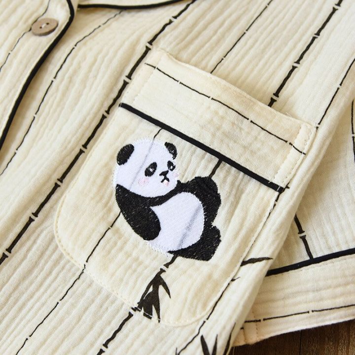 2%20Pieces%20Pajamas%20Summer%20Female%20Loungewear%20Suit%20Print%20Home%20Clothes%20100%25%20Cotton%20Gauze%20Shorts%20Sleepwear%20Loose%20Homewear%20-%20Image%206