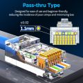 AMPCOM Professional Grade CAT6 Pass Through RJ45 Connector, 50μ Gold-Plated Ethernet Plugs for Solid/Stranded 23-26AWG UTP Ethernet Cables. 