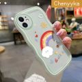 Chenyyka For OPPO F7 Case Fashion Rainbow Colorful Lovely Wave Border Soft Clear Shockproof Phone Cases Creative Camera Transparent Casing Simple Gentle Protective Cover. 