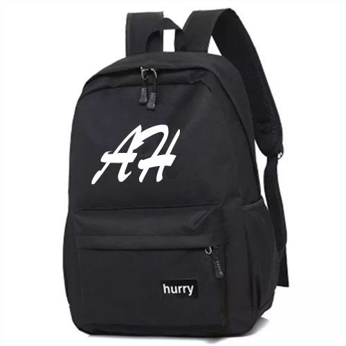 Korean Style Men's Black Bag Backpack Travel Bags Female Junior High School Student Elementary and Middle School Student Schoolbags Men's Fashion