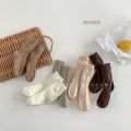 Retro Style Socks for Kids, Korean Solid Color Milk Tea and Coffee Color Cotton Sock for Children Boy Girl. 