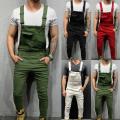 Solid color Men's Jumpsuits Hi Street Multi Pocket Sleeveless Bib Overalls for Man Slim Suspender Pants Trousers Plus Size M-3XL. 