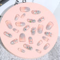 24Pcs/Box Women Black White Gold Fake Nails Naked fan Print Full Cover False-MOILY.