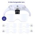 Headband Magnifier Glasses With LED Light, Head Mount Magnifier Hands Free Reading Magnifying Glasses for Jeweler Loupe Craft.