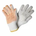 Yellow PVC single Dotted Bleach Cotton knit work Gloves 1 Pair. 