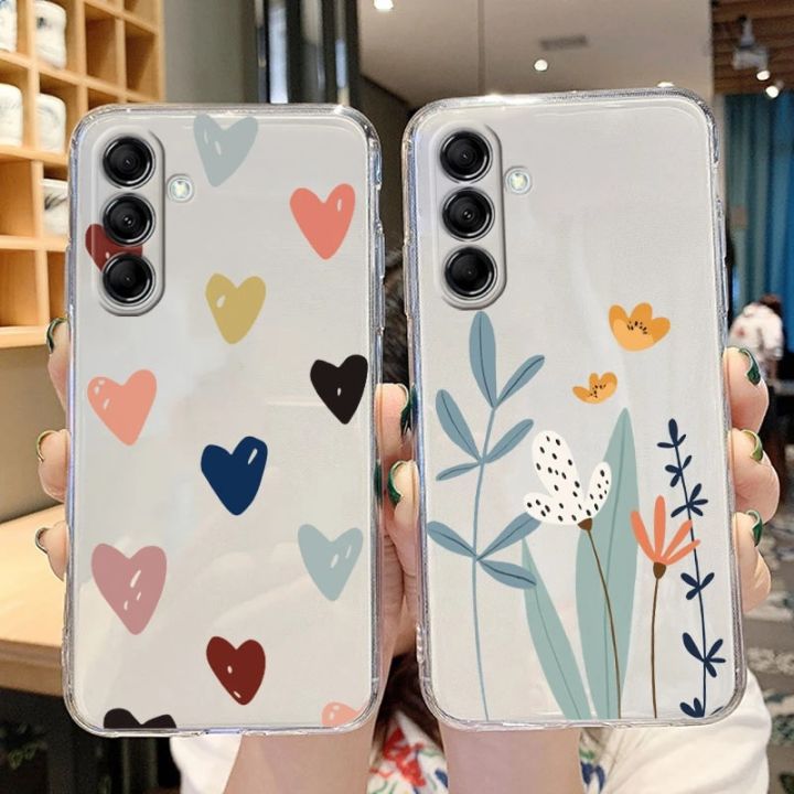 For Samsung Galaxy M14 M34 M54 5G Cover Vintage Flowers Transparent Protectio Shockproof Phone Case For Samsung M 14 Fundas Soft