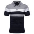 Fashion Short-sleeved Striped Color Matching Casual Men's Lapel Short-sleeved Shirt Trend Men's Social Shirt. 