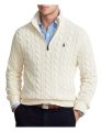 Ralph Lauren Cable-Knit Cotton Quarter-Zip Sweater – Off White. 