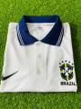 Polyester mesh polo Short Sleeve Brazil Away Jersey – black logo –. 
