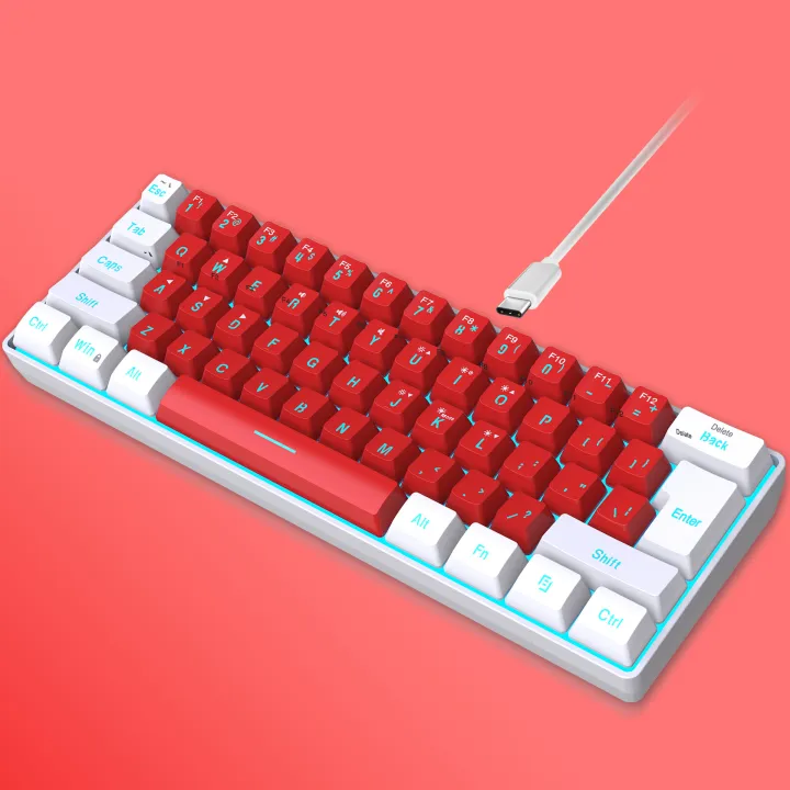 HXSJ%2061%20Key%20Thin%20Film%20Keyboard%20With%20White%20And%20Red%20Design%20Mini%20Game%20Keyboard%20Simple%20Mechanical%20Feels%20-%20Effortless%20Usage%20-%20Image%202