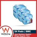 Joya Sanitary Napkin - Wings Regular Flow - 8 Pads Pack - Panty/Wings System - Combo of 3 Packs - 24 Pads. 