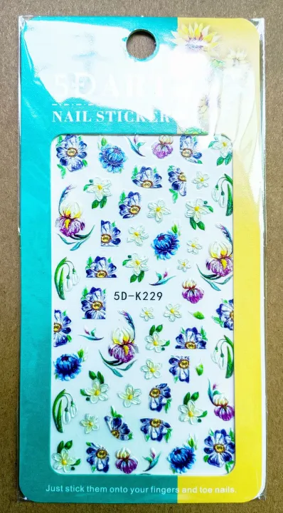 Embossed%20butterfly%20nail%20art%20sticker%20small%20white%20flower%20magnolia%20flower%20small%20daisy%20leaves%20K222%20K223%20K224%20-%20Image%206
