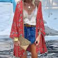 Bohemian Printed Cardigan Women's Summer Blouses Kimono Cape 2024 Casual Long Sleeve Floral Blsua Female Open Front Tunic Blusas House Foocus. 