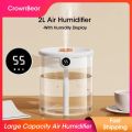 2L Air Humidifier Large Capacity With LCD Humidity Display Night Light Double Nozzle Aroma Essential Oil Diffuser For Home Offic.