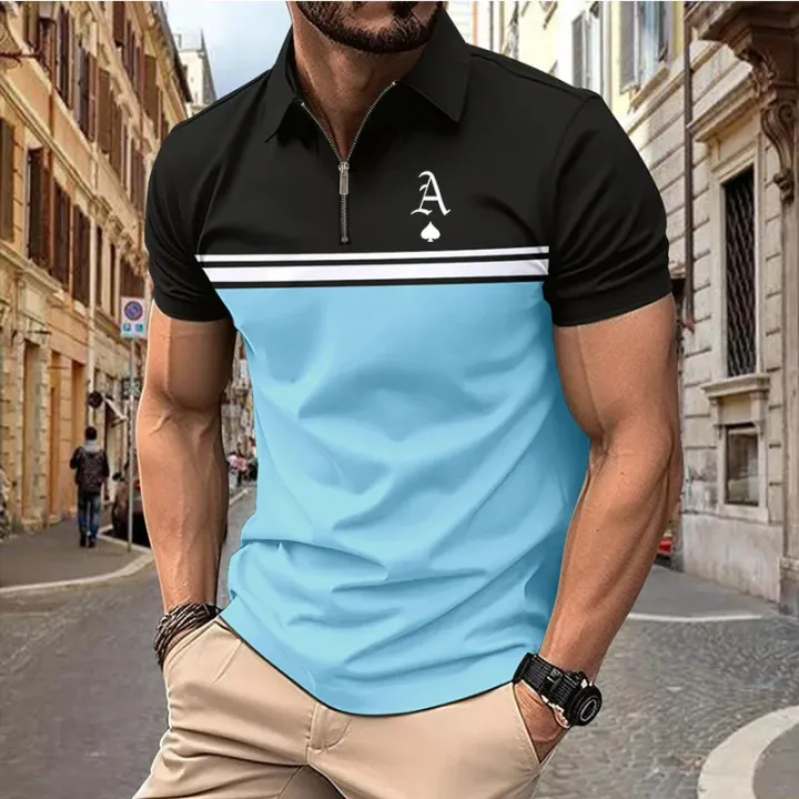 Polo%20T%20Shirt%20For%20Men%20Fashion%20Letter%20Printed%20Zipper%20Short%20Sleeve%20Shirts%20Casual%20Lapel%20Tops%20Summer%20Outdoor%20Loose%20Golf%20Wear%20Clothing%20KEEMEEUYZO%20-%20Image%204