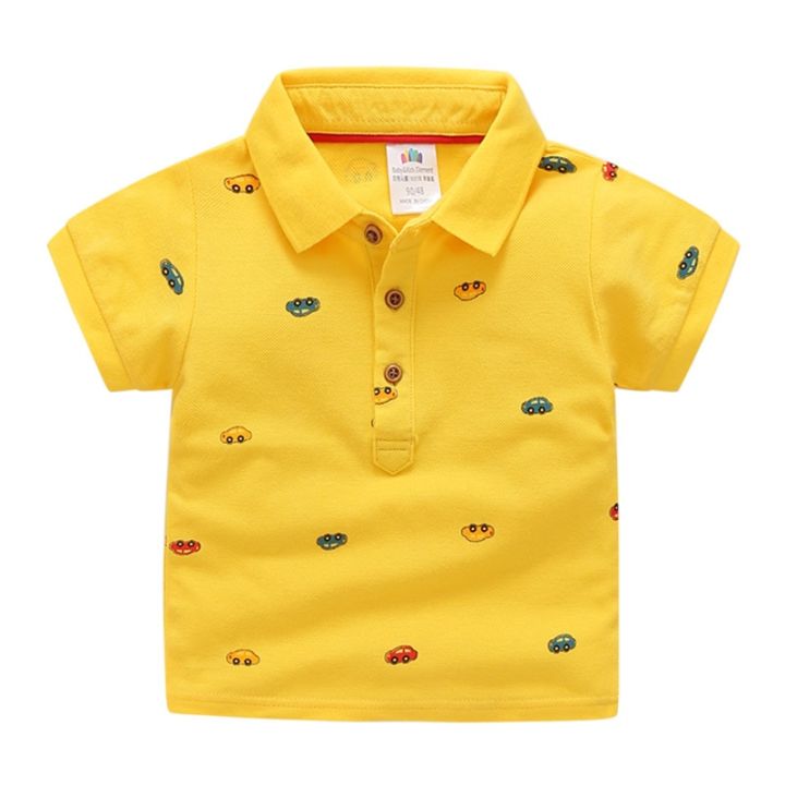 2022%20Summer%20Children's%20Clothing%20Baby%20Candy%20Color%20Turn%20Down%20Collar%20Cartoon%20Character%20Kids%20Boy%20Car%20Short%20Sleeve%20Cotton%20T-Shirt%20-%20Image%209