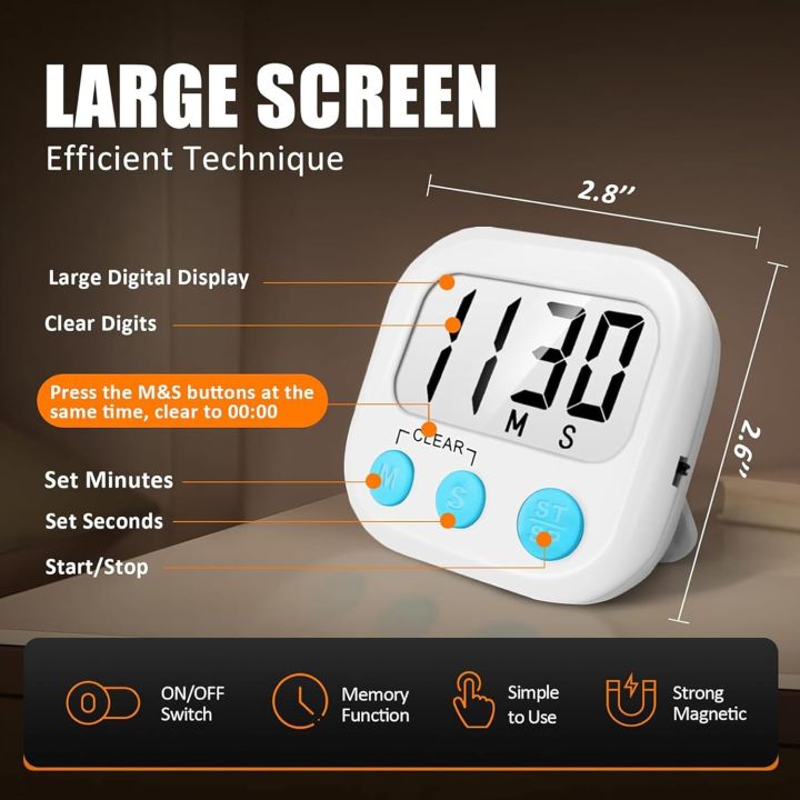 Digital Kitchen Timer with Alarm Kitchen Accessories – Large Display ...