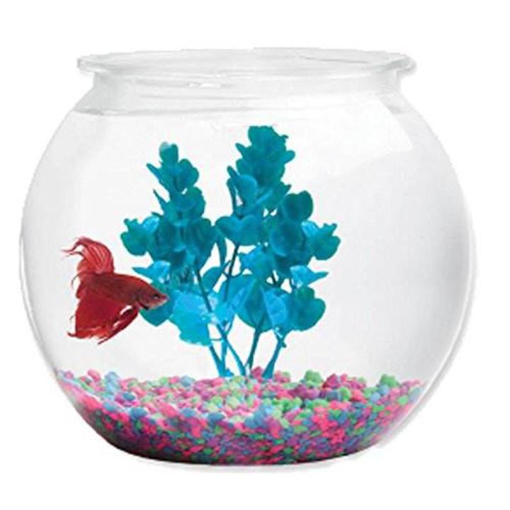 Plastic Fish Bowl Medium For Betta Guppy Molly Cichlid Office Decoration Ornament Stress Reliever Temperature -(210*H173mm)Control Lightweight Compact Container Tank Aquarium