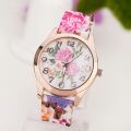Casual Fashion Watch Printed Silicone Strap Clock Luxury Quartz Ladies Watches Women Flower Pattern Multi-Color Wristwatch Reloj. 