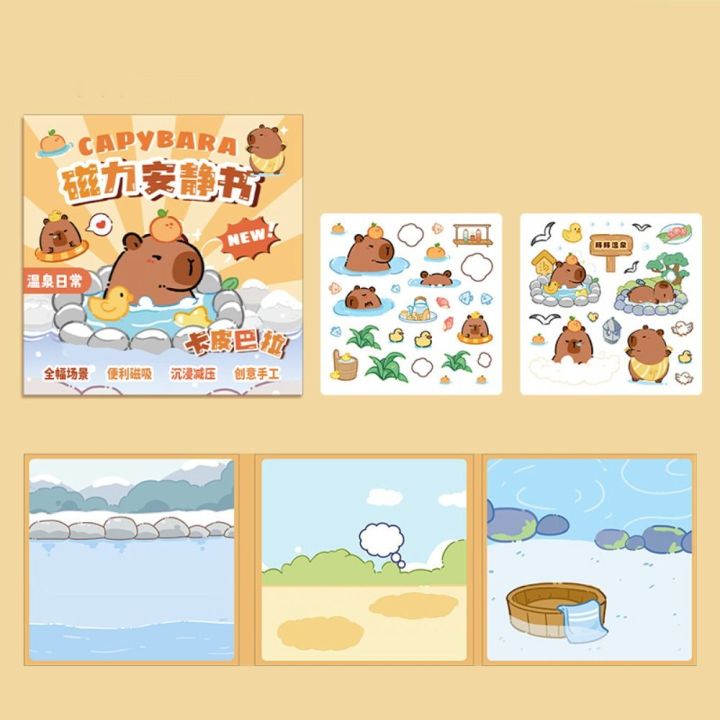 Cute%20Kawaii%20Capybara%20Toy%20Capybara%20Handmade%20Scene%20Sticker%20Book%20Repeatable%20Paste%20Cartoon%20Magnetic%20Quiet%20Book%20-%20Image%207