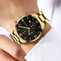 GENEVA Fashion Mens Watches Luxury Gold Stainless Steel Quartz Wrist Watch Men Business Casual Calendar Clock Panlalaking Relo.