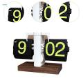 Digital Flip Down Clock Wood Base Retro Design Automatic Page.