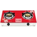Kiam Gas Stove Stainless Steel Glass Panel Double Burner/Duble Chula-G-46 LPG Multicolor-1 Piece. 