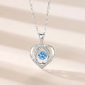 High Quality 925 Silver Blue Heart-Beat Love Neckless for Girls. 