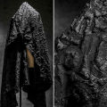 Black Stroke Circle Embossed Jacquard Fabric/Three-Dimensional Texture Reconstruction Creative Clothes Outerwear Designer Fabric. 