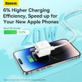 Baseus GaN5 Charger 20W Fast Charger 1C CN Adapter For Iphone 14 13 12 11 Series.
