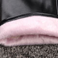 Women's leather gloves autumn and winter outdoor bicycle cold proof fashion black pu warm fleece gloves Korean version.