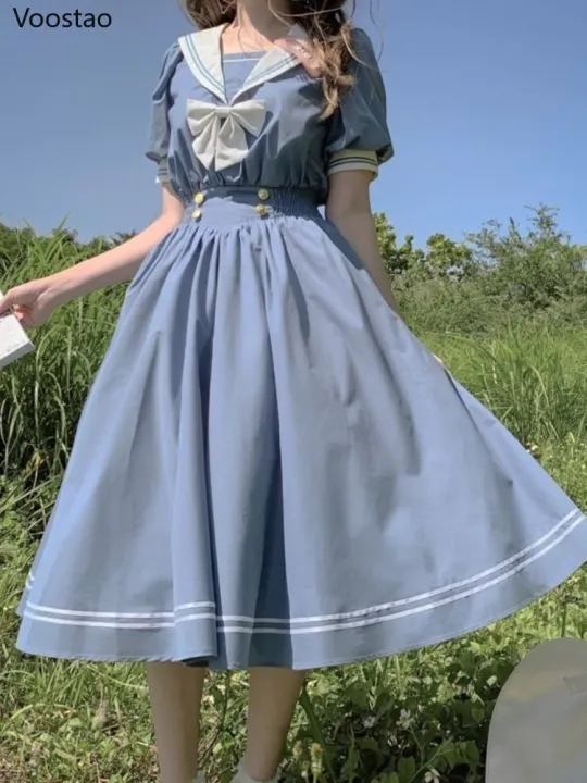 Japanese%20Soft%20Sister%20Cute%20Lolita%20Dress%20Women%20Sweet%20Puff%20Sleeve%20Slim%20Student%20Dresses%20Party%20Retro%20Girls%20Bow%20Salior%20Collar%20Vestidos%20-%20Image%207