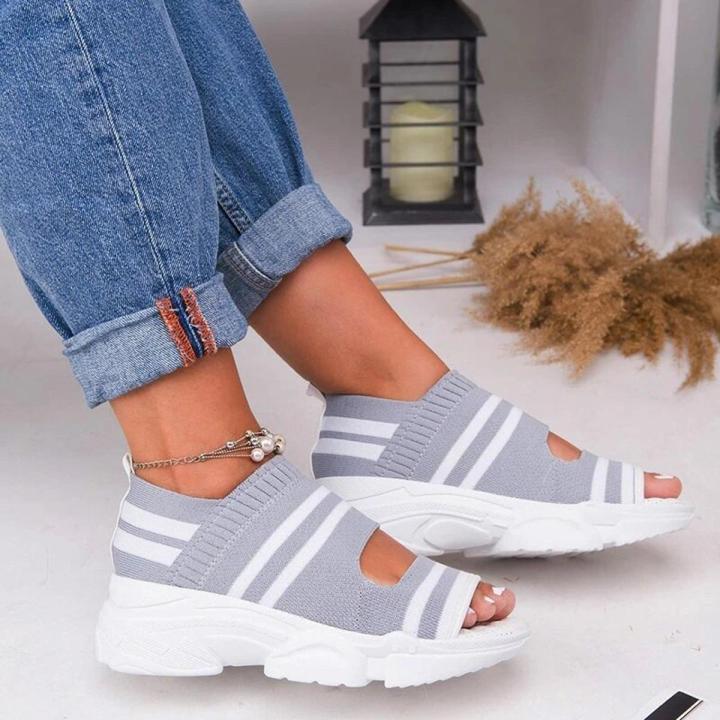 Women Sneakers Summer Casual Shoes Breathable Mesh Women Vulcanize Shoes Open Toe Comfortable Walking Shoes Size 35-43
