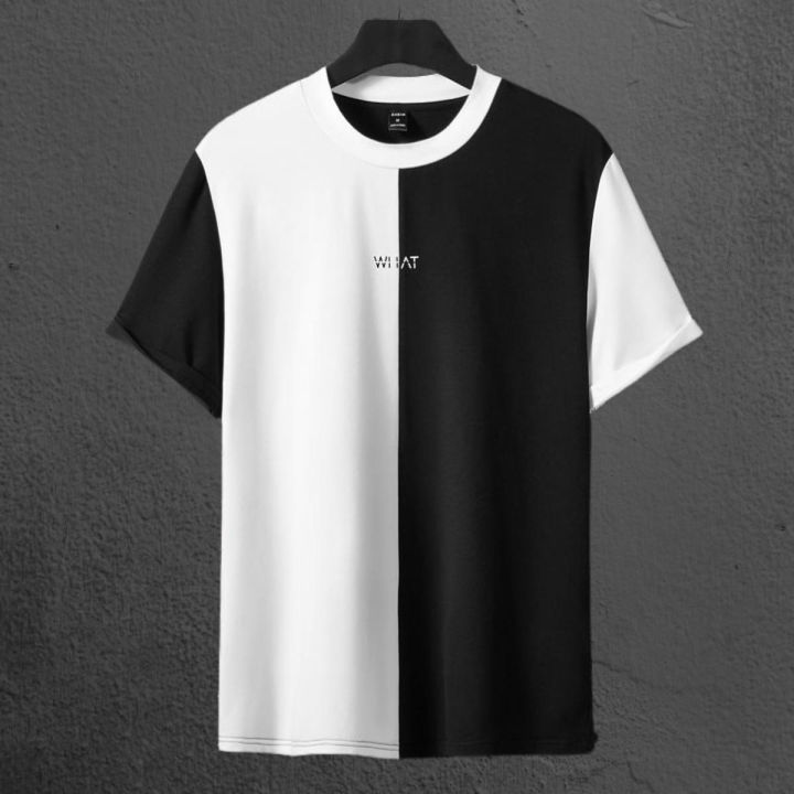 Contrast Your Style with the Two Color Contrast T-shirt for Men - A Round Neck Casual Wear for a Stylish Look
