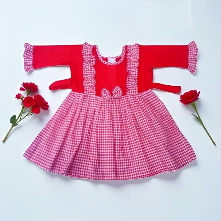 Baby girls Fashionable beautiful grameen print cotton dress for 0-10 years babies