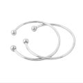 REGELIN 2pcs/lot Unscrew European Adjustable Cuff Open Bangles for Women Expandable Wire Bangles Bracelets With Bead Charms.