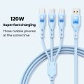 120W 6A 3 in 1 Super Fast Charging Cable Micro USB Type-C Fast Charger Micro USB Type-C Data Cable. 