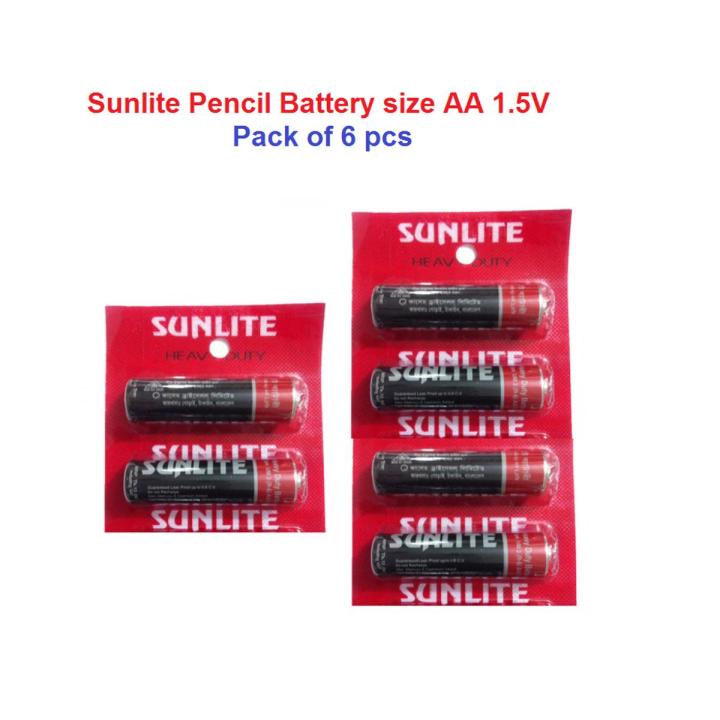 Sunlite Pencil Battery Heavy Duty Size Aa 1.5V Pack Of 6 Pcs - Rechargeable Battery
