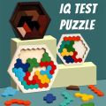 Hexagonal Wooden Puzzles IQ Game Educational Toys For Children Kids Adults Tangram Board IQ Brain Teaser Montessori Toys Gifts.