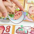 Cute Kawaii Capybara Toy Capybara Handmade Scene Sticker Book Repeatable Paste Cartoon Magnetic Quiet Book.